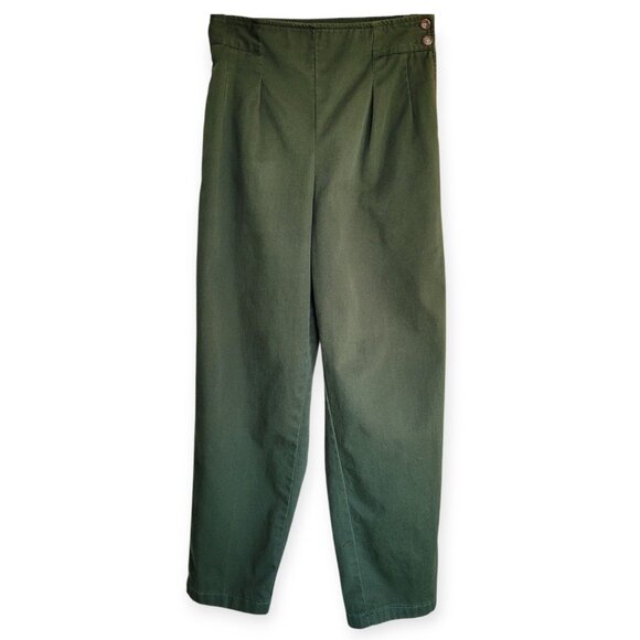 Vintage GAP 90s Olive Green Cropped Cotton Trousers High Rise Size 26 - Picture 2 of 14